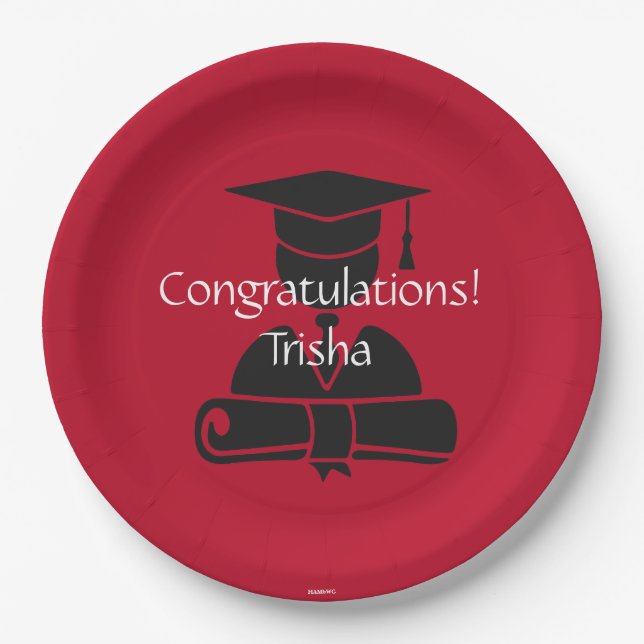 Plato De Papel Felicitaciones Graduate Paper Plates - HAMbyWG (Anverso)