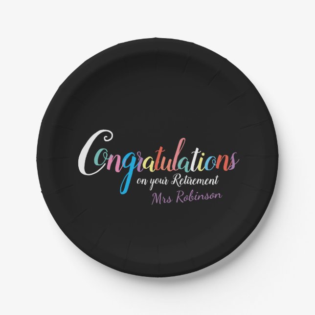 Plato De Papel Felicitaciones por jubilación de profesores (Anverso)