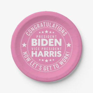 Plato De Papel ¡Felicitaciones Presidente Biden, Vicepresidente
