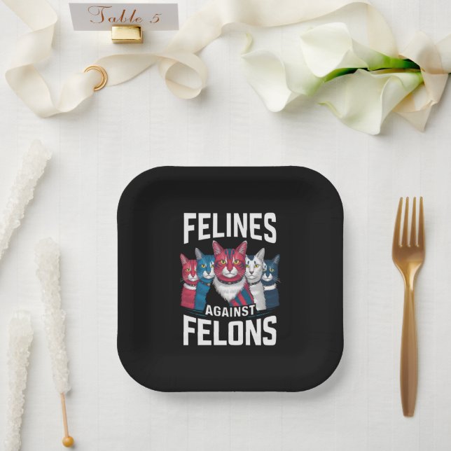 Plato De Papel Felinos Contra Delincuentes (Boda)