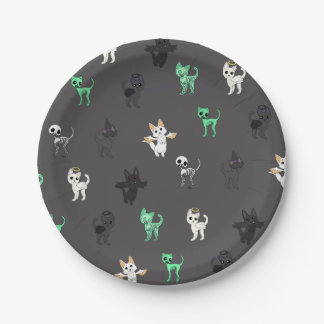 Plato De Papel Felinos espeluznantes feliz Halloween