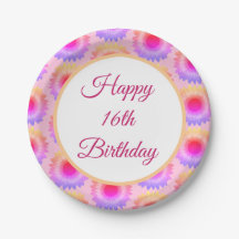 Feliz 16.ª plancha de papel de cumpleaños