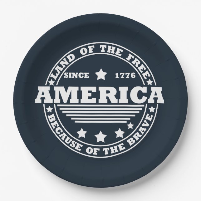 Plato De Papel Feliz 4 de julio (Anverso)