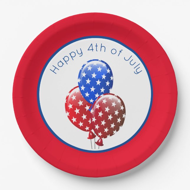 Plato De Papel Feliz 4 de julio (Anverso)