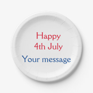 Plato De Papel Feliz 4 de julio día de la independencia agregar n