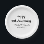 Plato De Papel Feliz 50° aniversario agregar pareja fecha de matr<br><div class="desc">diseño</div>