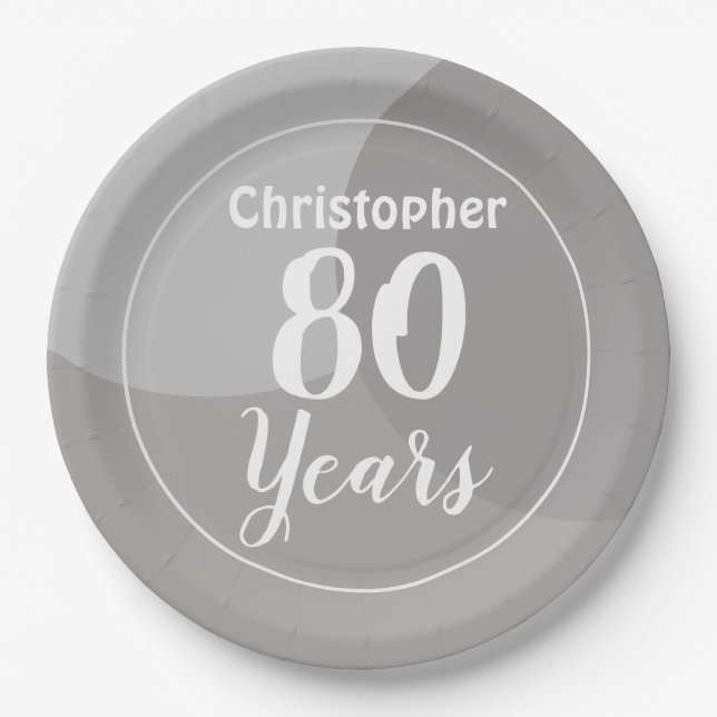 Plato De Papel Feliz 80.ª plancha de papel de cumpleaños (Anverso)