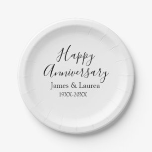 Plato De Papel Feliz aniversario boda fecha año simple mi