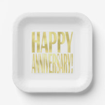 Feliz aniversario metálico dorado elegante y chic