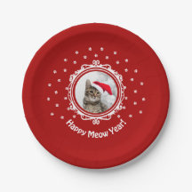 '¡Feliz Año Miau!' Placa de papel para Navidades d