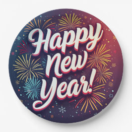 Plato De Papel Feliz Año Nuevo