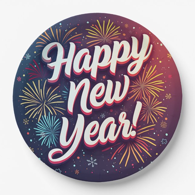 Plato De Papel Feliz Año Nuevo (Anverso)