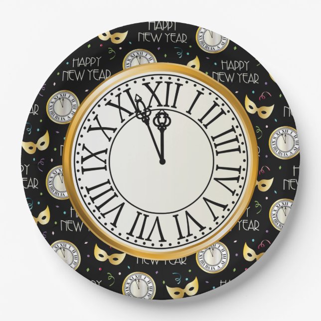 Plato De Papel Feliz Año Nuevo (Anverso)