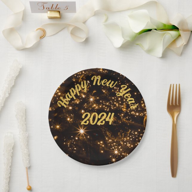 Plato De Papel Feliz Año Nuevo (Boda)