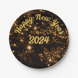 Plato De Papel Feliz Año Nuevo