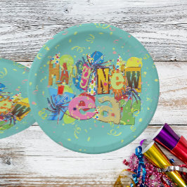 Plato De Papel Feliz Año Nuevo