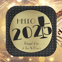 Plato De Papel Feliz Año Nuevo