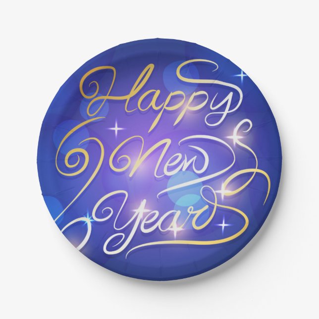 Plato De Papel Feliz Año Nuevo (Anverso)