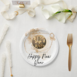 Plato De Papel Feliz año nuevo