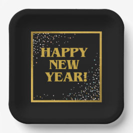 Plato De Papel Feliz Año Nuevo