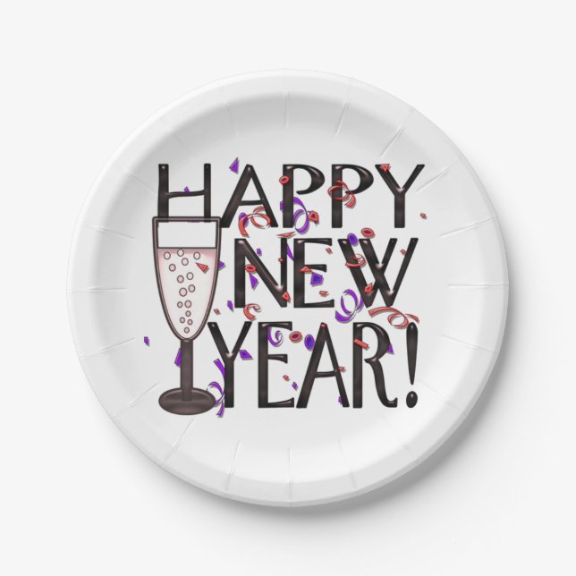 Plato De Papel Feliz Año Nuevo (Anverso)