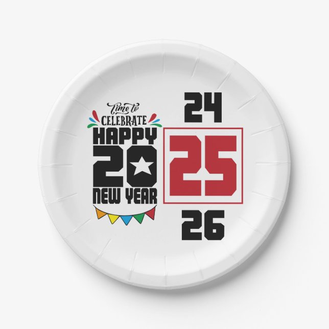 Plato De Papel Feliz Año Nuevo (Anverso)