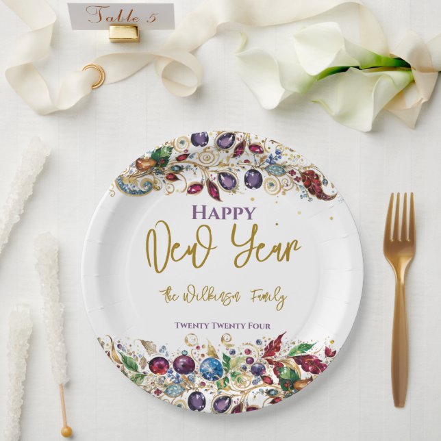 Plato De Papel Feliz Año Nuevo (Boda)
