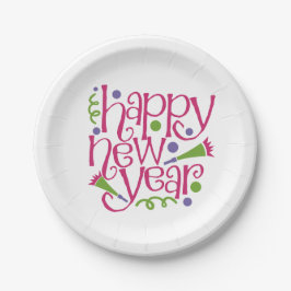 Plato De Papel Feliz Año Nuevo