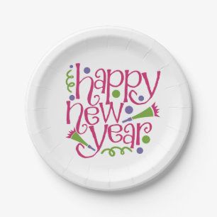 Plato De Papel Feliz Año Nuevo