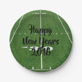 Plato De Papel Feliz Año Nuevo 2018 Campo de Fútbol