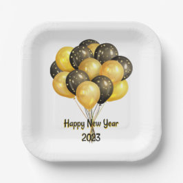 Plato De Papel Feliz Año Nuevo 2023