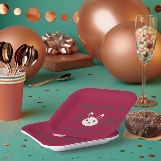 Plato De Papel Feliz Año Nuevo 2023, año del conejo (Multi)