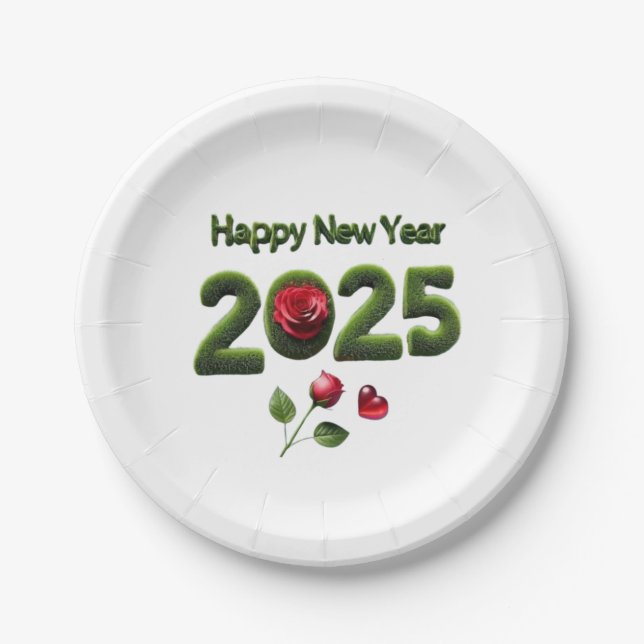Plato De Papel Feliz Año Nuevo 2025 (Anverso)