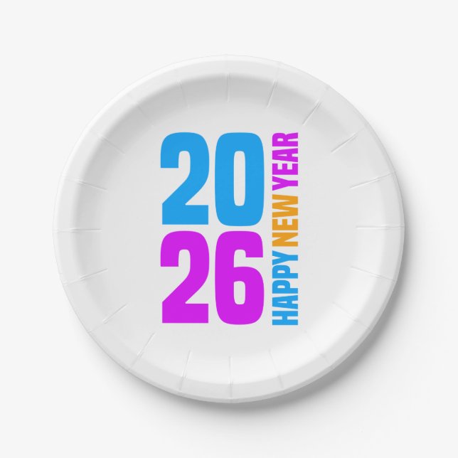 Plato De Papel Feliz Año Nuevo 2026-34568 (Anverso)