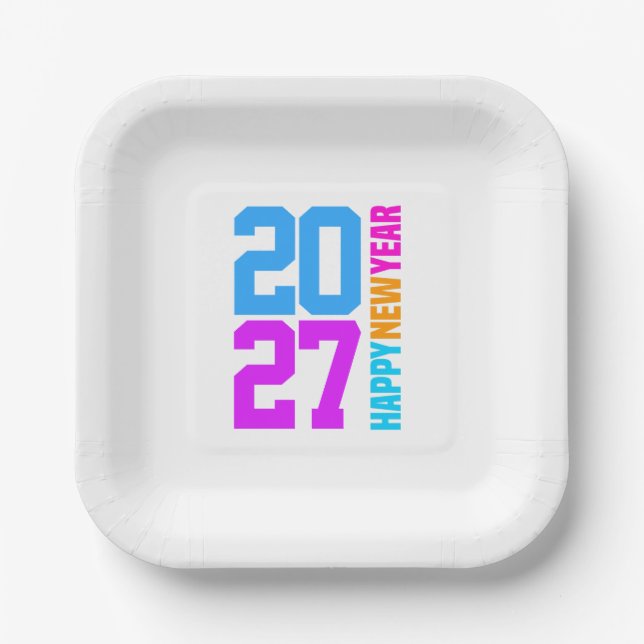 Plato De Papel Feliz Año Nuevo 2027 (Anverso)