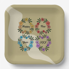 PLATO DE PAPEL FELIZ AÑO NUEVO 20XX PERSONALIZADO Y LUMINOSAS DE 