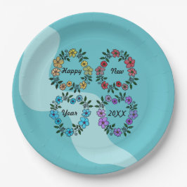 PLATO DE PAPEL FELIZ AÑO NUEVO 20XX PERSONALIZADO Y LUMINOSAS DE 