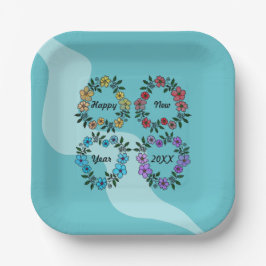 PLATO DE PAPEL FELIZ AÑO NUEVO 20XX PERSONALIZADO Y LUMINOSAS DE 