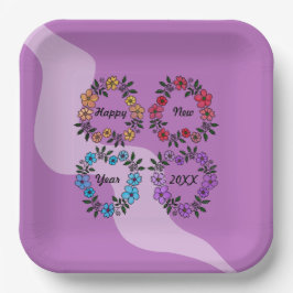 PLATO DE PAPEL FELIZ AÑO NUEVO 20XX PERSONALIZADO Y LUMINOSAS DE 