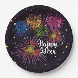 Plato De Papel Feliz año nuevo a los Fiestas