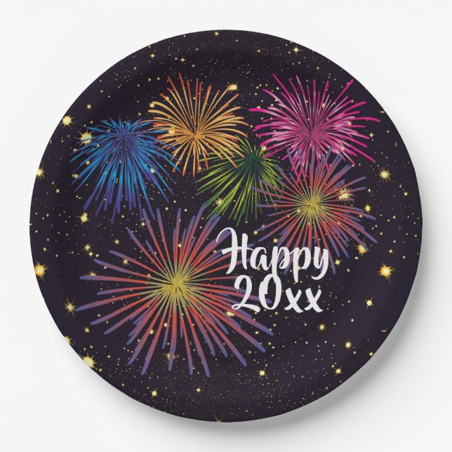 Plato De Papel Feliz año nuevo a los Fiestas (Anverso)