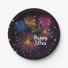 Plato De Papel Feliz año nuevo a los Fiestas