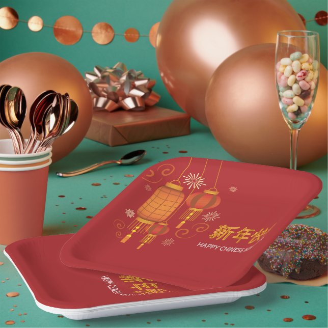Plato De Papel Feliz Año Nuevo Lunar Chino (Multi)