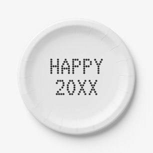 Plato De Papel Feliz Año Nuevo número de personalizados blancos