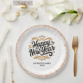 Plato De Papel Feliz Año Nuevo Personalizado