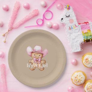 Plato De Papel Feliz Baby Shower de Gingerbread Cowgirl