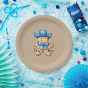 Plato De Papel Feliz Baby Shower Gingerbread Cowboy
