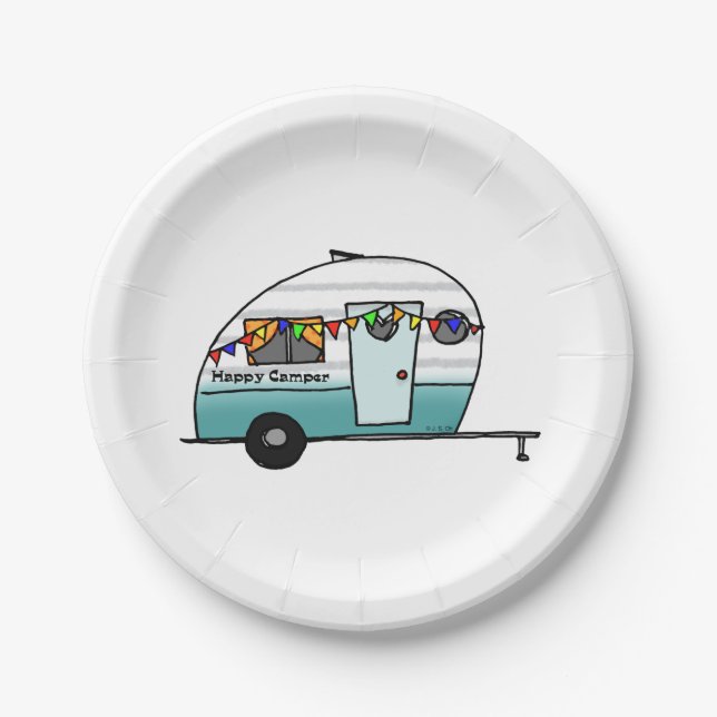 Plato De Papel Feliz camioneta Camper (Anverso)