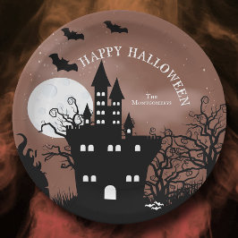 Plato De Papel Feliz Castillo de Halloween Haunted