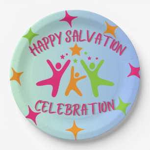 Plato De Papel Feliz celebración de salvación - Plate cristiano p